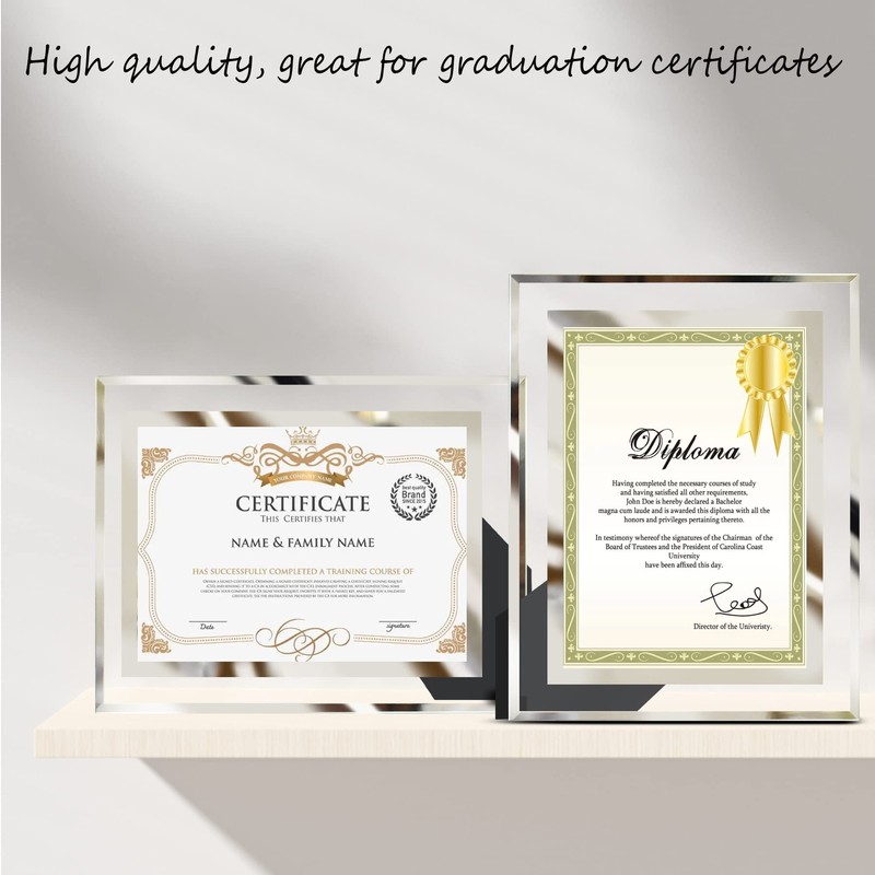 LUCKYLIFE 8.5x11 Picture Frame Glass Certificate Document Frame for Tabletop