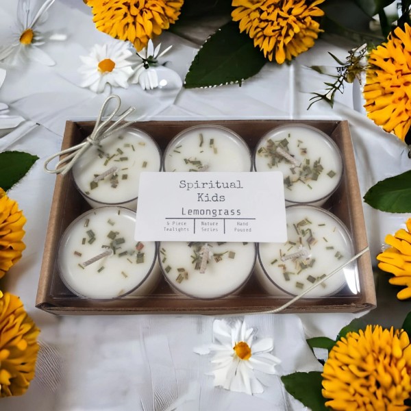 Handmade Lemongrass Soy Tealights 6 Count Handmade with Fragrant &