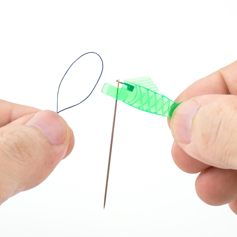 Alpinleux 12 Pcs Fish Type Sewing Machine Needle Threader, Needle