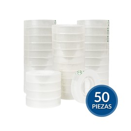 Cinta Adhesiva Transparente de Corte Fácil. Ideal para Oficinas, Papelería y Manualidades. Cinta de 33 mts de Largo x 12 mm de Ancho, Espesor de 40 micras(10 piezas)