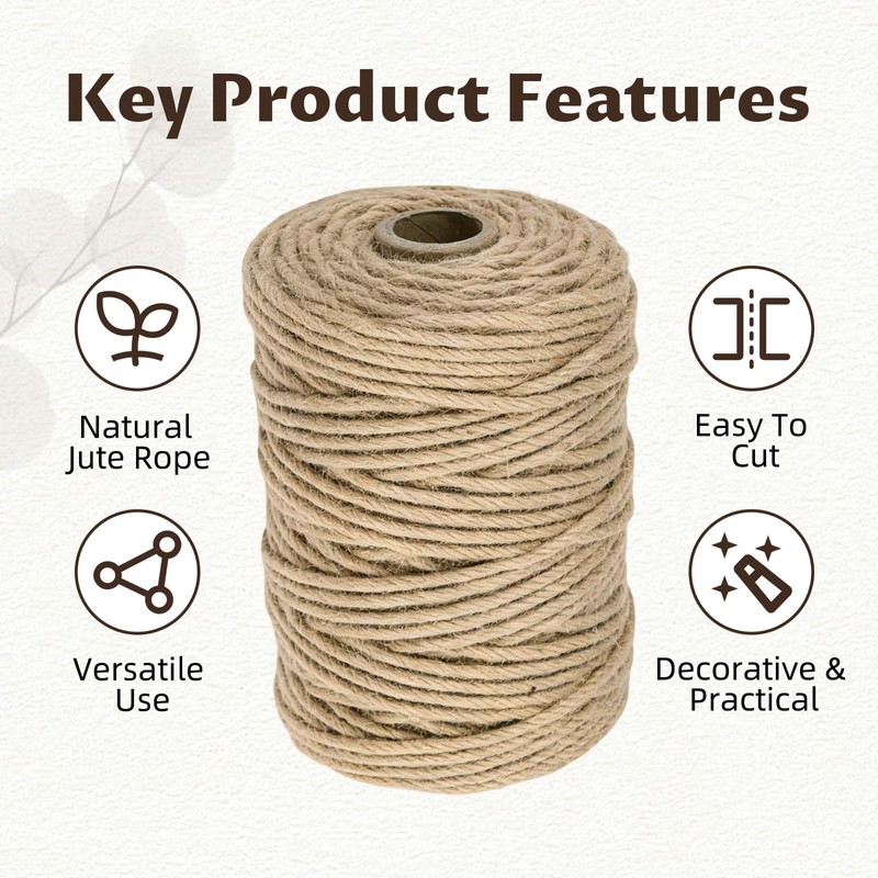 Corda in Juta Naturale spessa 4 mm 100 m, Spago