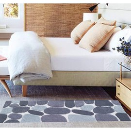 Bathroom Rugs Pebble Stone Bath RunnerRug 24"x60"|Non-Slip Washable Bath Mats for Bathroom Floor |Large Quick Dry Bathroom Mat for Tub Spa Shower |Living Room Entry Way Door Mats |Grey/Charcoal