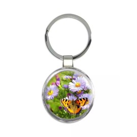 Gift Keychain : Butterflies Floral Flowers Female Mom for Secretary Nature