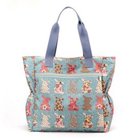 Chalino Women's Tote Bag, Large Capacity, Lightweight, Nylon, Zipper, Sub-Bag, Floral Pattern, rabbit