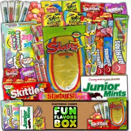 Fun Flavors Box Candy Box Variety Pack Gift, Sweet Treats, Skittles, Sour Patch, Airheads, 60 ct