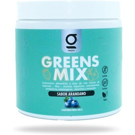 Génesis Mena Greens Mix – Sabor Arándano Natural Superalimentos con Probióticos, Prebióticos y Enzimas Digestivas Fórmula Antiinflamatoria y Restauradora de la Microbiota Sin Azúcar, Sin Colorantes, Sin Sucralosa 250 g (25 porciones)