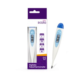 scala SC 17 Blue Digital Fever Thermometer with Fever Alarm Waterproof and Easy to Clean For Kids, Babies and Adults to Measure Body Temperature Oral, Axial or Rectal