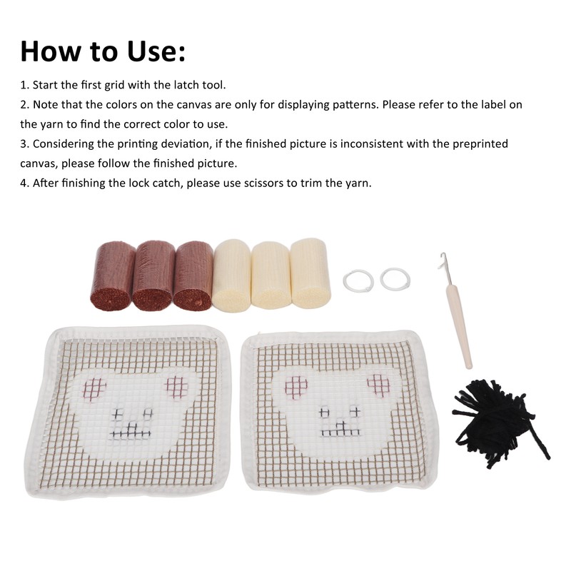 Latch Hook Kit Cup Coaster DIY Set Lovely Bear Pattern