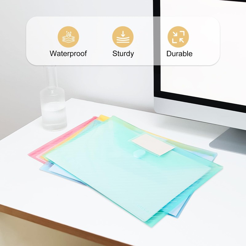 WORPSON 10 Pack, Plastic Envelopes File Folders, HeavyDuty Document Folder