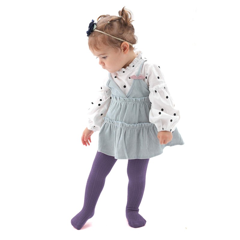 EPEIUS Little Kids Girls Seamless Cable Knitted Solid Cotton Tights