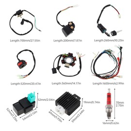 Windance 9PCS Complete 6-Coil 5-Wire CDI Electrics Kit with Solenoid Relay & Wiring Harness for 4-Stroke 50cc-125cc ATV, Quad, Dirt Bike & Motorcycle Ignition System