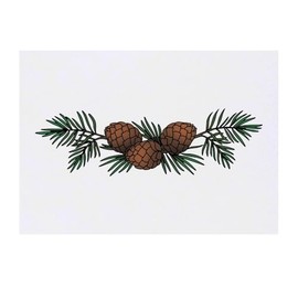 'Pinecone Branch' Temporary Tattoo - Water Resistant, Skin-Safe, Non-Toxic Transfer (TO00082165)