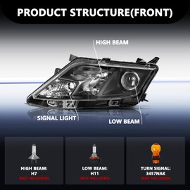 Aosky Headlight Assembly Compatible with 2010 2011 2012 Ford Fusion Headlamp Driver Side