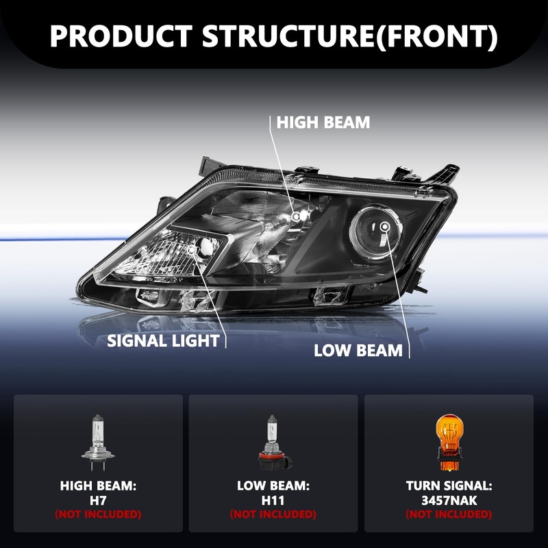 Aosky Headlight Assembly Compatible with 2010 2011 2012 Ford Fusion