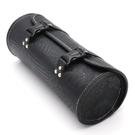 APEBAZY Multi-Functional Motorcycle Hanging Bag Round Tool Bag Plastic Buckle Fashionable Crocodile Pattern Design Classic Black