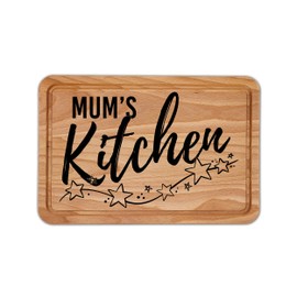 Mum's Kitchen Wooden Chopping Board, Chopping Board for Mum's Birthday Mothers Day, 300mm x 200mm, Natural