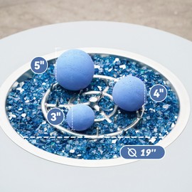 Skyflame Ceramic Fireplace Balls, Set of 15 Round Fire Stones Set for Indoor and Outdoor Fire Pits or Fireplaces Accessory, 3 Inch, Blue