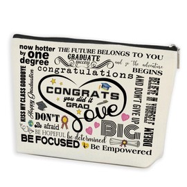 Graduation Gifts Inspirational 2025 Graduation Makeup Bag Class of 2025 Cosmetic Bag Congratulations Gift Graduation Party College University Senior Gifts for Women Friend Bestie Makeup Zipper Pouch