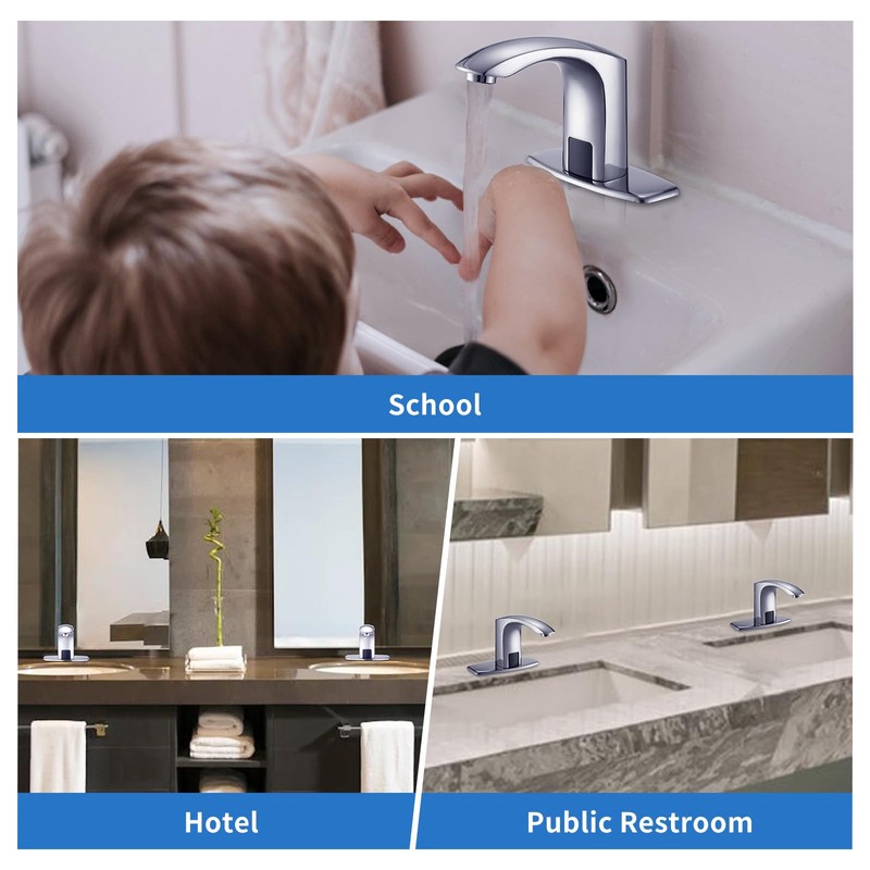 Gangang Commercial Touchless Bathroom Sink Faucet Cold and Hot Water