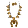 Skelapparel Southwestern Western Yellow Large Squash Blossom Statment Necklace and