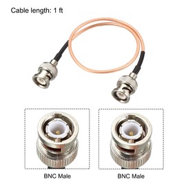 sourcing map BNC Male to BNC Male Coax Cable RG316 RF Coaxial Cable 50 Ohm 1 Feet 2pcs for Video Signals,CCTV,DVR,Camera
