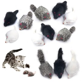 pawstrip Rabbit Fur Cat Toys Interactive Cat Toy Mouse with Rattle Fake Mice Kitten Toys for Indoor Cats Fuzzy Cat Mice Toys Realistic Squeaky Mouse Cat Toy Furry Mice Cat Toys,12Pcs
