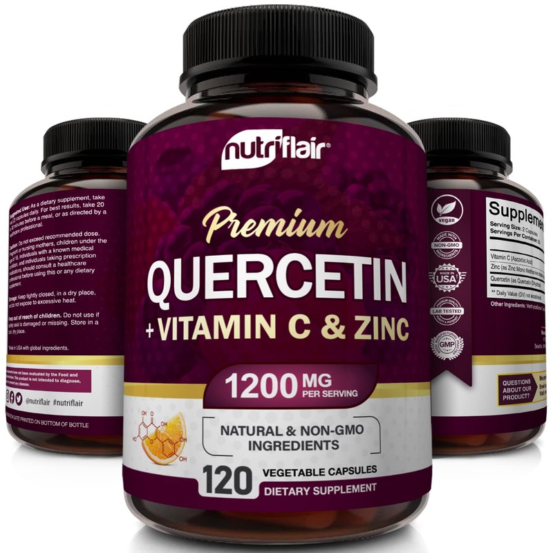NutriFlair Quercetin 1200mg with Vitamin C and Zinc, 120 Capsules