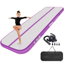 PPXIA Air Tumbling Mat 6.6FT 10FT 13FT 16FT 20FT, Inflatable Tumble Track 4 inch Thickness, Blow Up Gymnastics Tumbling Mat with Electric Air Pump, Training Mats for Cheerleading Gym Outdoor Water Home Use (Purple, 16FT*3.3FT*4INCH)
