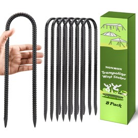 NONMON 12 Inch 8 Pack Trampoline Stakes Heavy Duty Ground Stakes U-Shaped