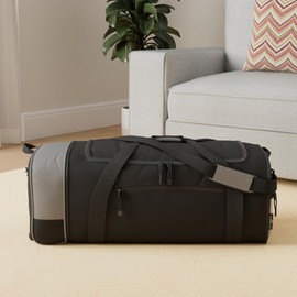 Travelers Club 32-Inch Collapsible Expandble Travel Rolling Duffel Bag, Black/Gray