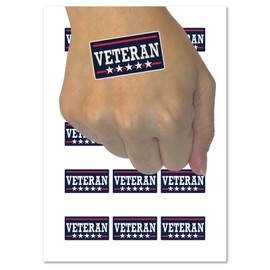 Veteran United States of America Military Stars Temporary Tattoo Water Resistant Fake Body Art Set Collection - 54 1" Tattoos (1 Sheet)