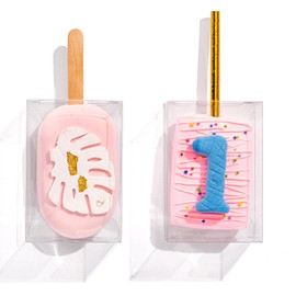 SLShePack 24PCS Rice Krispie Treat Boxes with Hole Cakesickle Boxes Candy Boxes Party Favors (3.5"x 2.4"x 1.38")