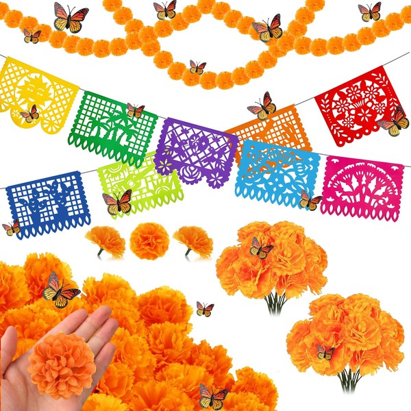 Coneatness 85 Pcs Dia De Los Muertos Decorations Ofrenda Set,