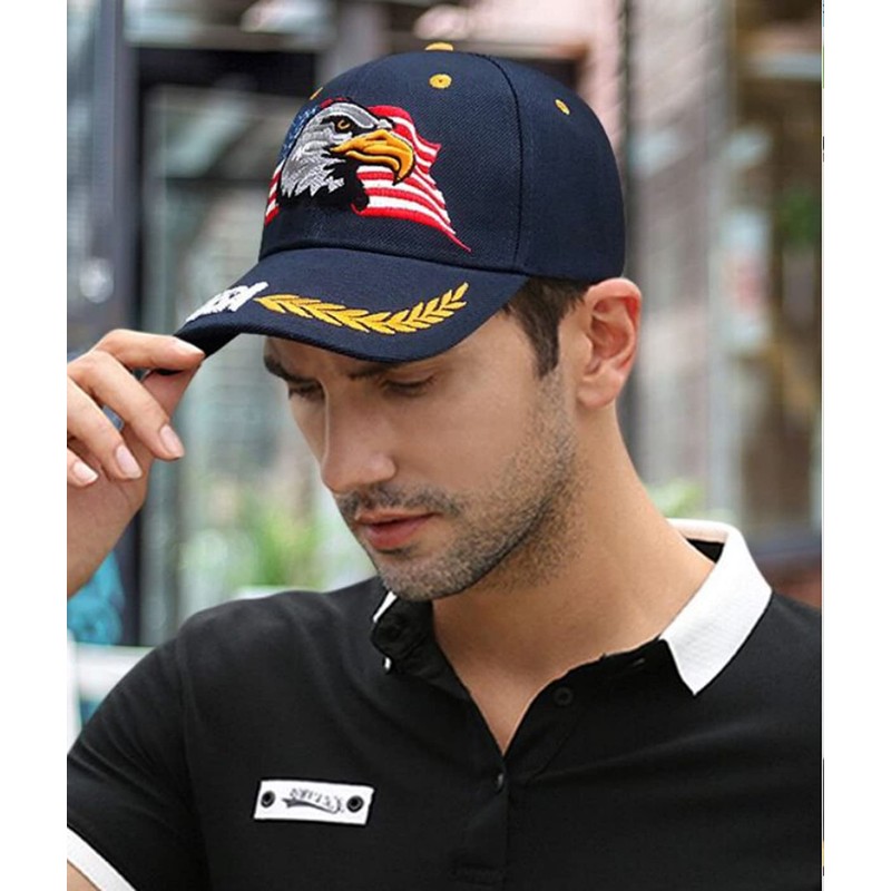 USA-Flag Eagles-Hat American Baseball-Cap Embroidered Navy