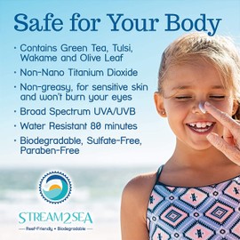 Stream2Sea Travel Size Biodegradable Sunscreen, Mineral Sunblock with SPF 30, 1oz Each, Pack of 3