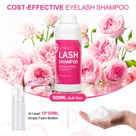 ACTROL Lash Extension Cleanser Rose 500ml Eyelash Shampoo Lash Wash Shampoo Lash Cleanser Foam with Salon and Home Care