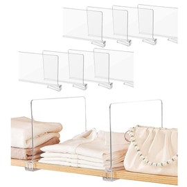 FANMHY 8 Pack Acrylic Shelf Dividers for Closet Organization, Clear Shelf Divider Fits Shelves of 0.4-1 Inch, Shelf Vertical Shelves Organizer for Bedroom, Kitchen and Office