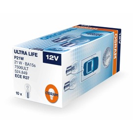 Osram 7506ULT P21 W Ultra Life 12 V 21 W BA15s Ball Lamp Pack of 10