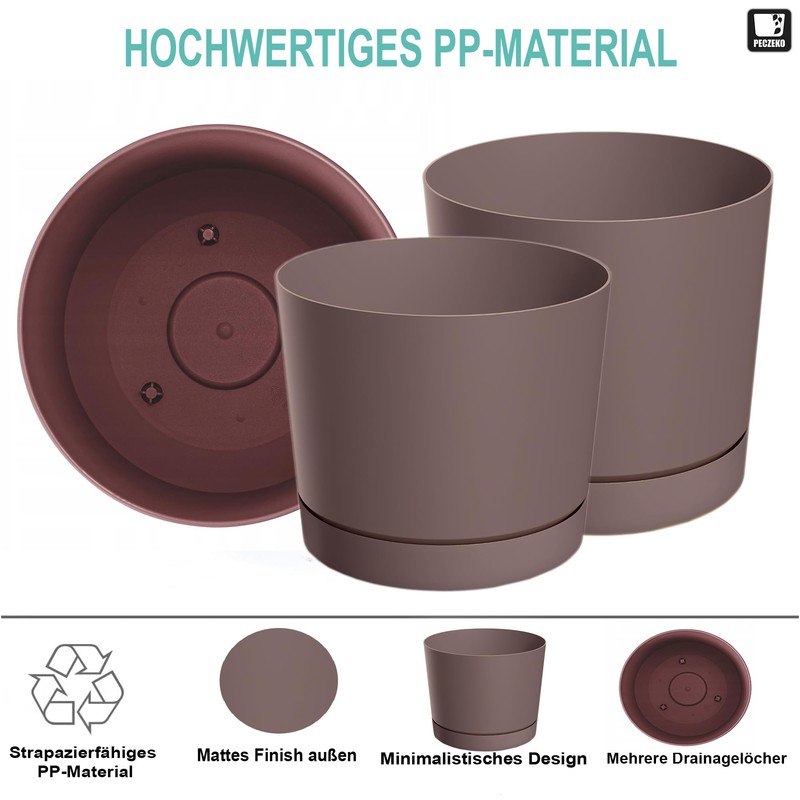 PECZEKO Matte Flower Pot, Plastic Planter, Decorative Pot for Large
