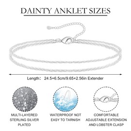 UICCVOKK Anklets for Women, Adjustable Waterproof Anklets for Women, Dainty Layered Ankle Bracelets, Beach Ankle Bracelets Set for Summer Festivals and Everyday Life