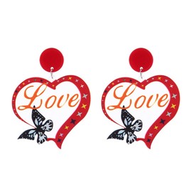 Love Heart Earrings for Women Acrylic Heart Dangle Earrings Red Love Heart Earrings Valentine's Day Earrings Lightweight Acrylic Earrings Jewelry Gifts (Butterfly)