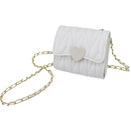 Plus Nao Shoulder Bag, Pochette, Kids, Kids' Bag, Cross-body Shoulder Bag, Faux Leather, Mini Bag, Heart Chain, white