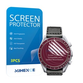 MIHENCE Compatible with Swatch MoonSwatch Screen Protector, HD Full Coverage Invisible TPU Screen Protector Compatible for Swatch Speedmaster Moonswatch (3PCS)