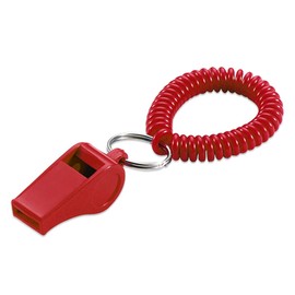 Lucky Line 2” Diameter Spiral Wrist Coil with Whistle Key Chain, Flexible Wrist Band Coach Teacher, Stretches to 12", Red (423701), 1 Pack