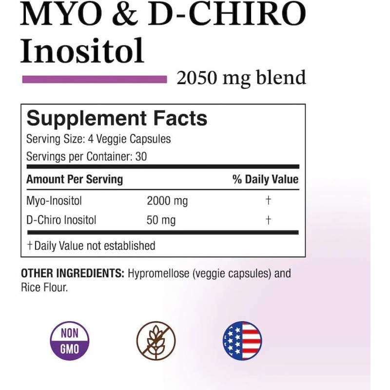 Puregen Labs Myo Inositol & D-Chiro Inositol 2050mg 120 Caps