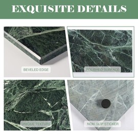 BCS Natural Marble Vanity Tray, 11" x 7" Marble Slab Candle Plate Marble Tray for Kitchen Counter Cheese Charcuterie Wedding Gift House Warming Gift (Italy Green)