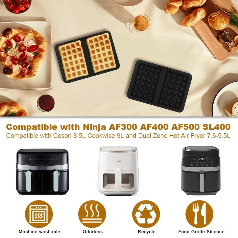 2PCS Silicone Waffle Mold, Waffle Plates for Ninja AF400EU, AF451EU