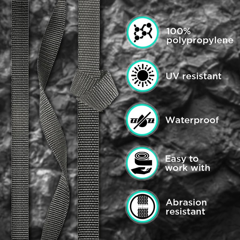 TECEUM 1.5 Inch Webbing – Charcoal – 10 Yards –