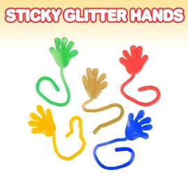 ArtCreativity Sticky Glitter Hands - Pack of 24 - Stretchy Wacky Fingers - Fun Colorful Toys for Kids - Birthday Party Favors for Girls and Boys, Great Carnival Prize, Novelty Gift