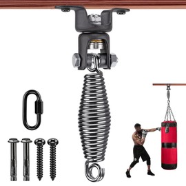 BeneLabel 360° Swivel Heavy Bag Ceiling Hanger with Spring 440 LBs Capacity Punching Bags Mount Spring Boxing Bag Beam Hanger with Carabiner
